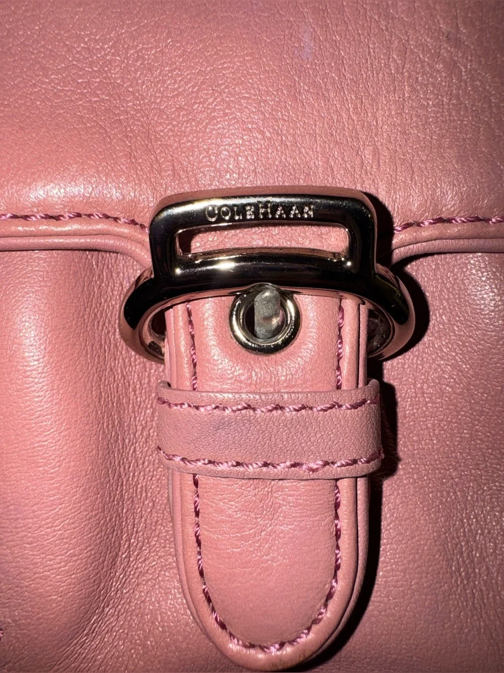 Cole Haan Vintage Mauve Pink Leather Double Pocket Shoulder Bag EUC